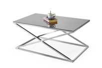 Sivas Gözde Mobilya Çapraz Ayna Camli Metal Dikdörtgen Orta Sehpa 100X60cm