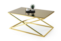 Sivas Gözde Mobilya Çapraz Ayna Camli Metal Dikdörtgen Orta Sehpa 100X60cm