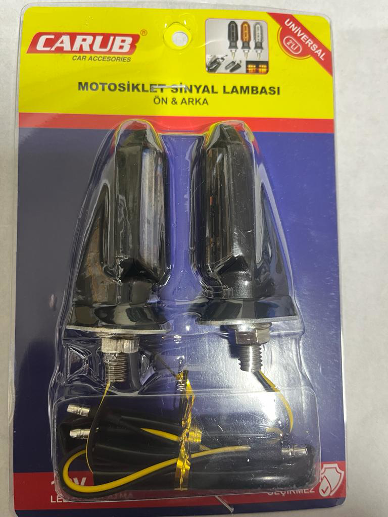 Carub  Motosiklet Sinyal Lamba Üniversal 12V Füme Cam Sari Led 2Li