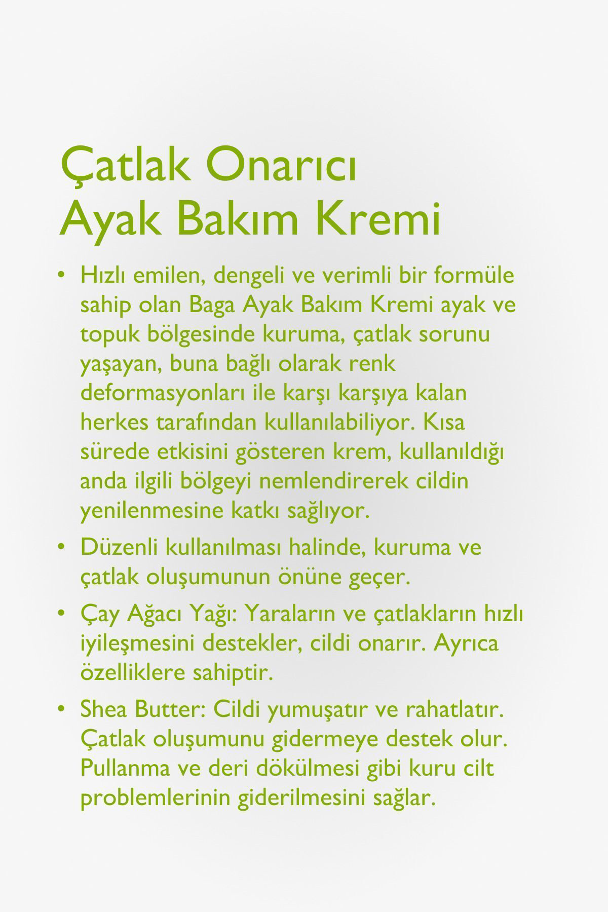 Baga Çatlak Onarici Ayak Bakim Kremi