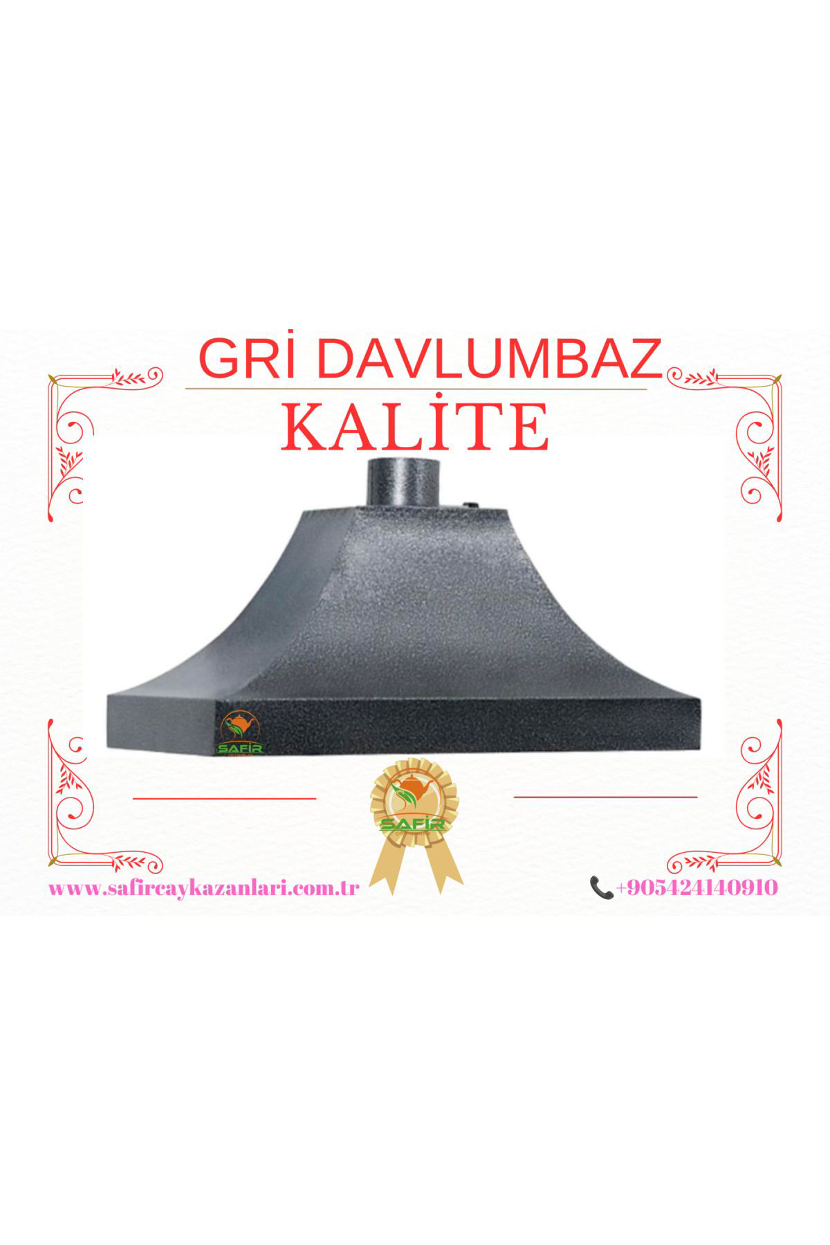 Safir Çay Kazanlari Çay Ocaği Davlumbazi 3 Gözlü Çay Kazanina Göre Davlumbaz Gümüş Gr