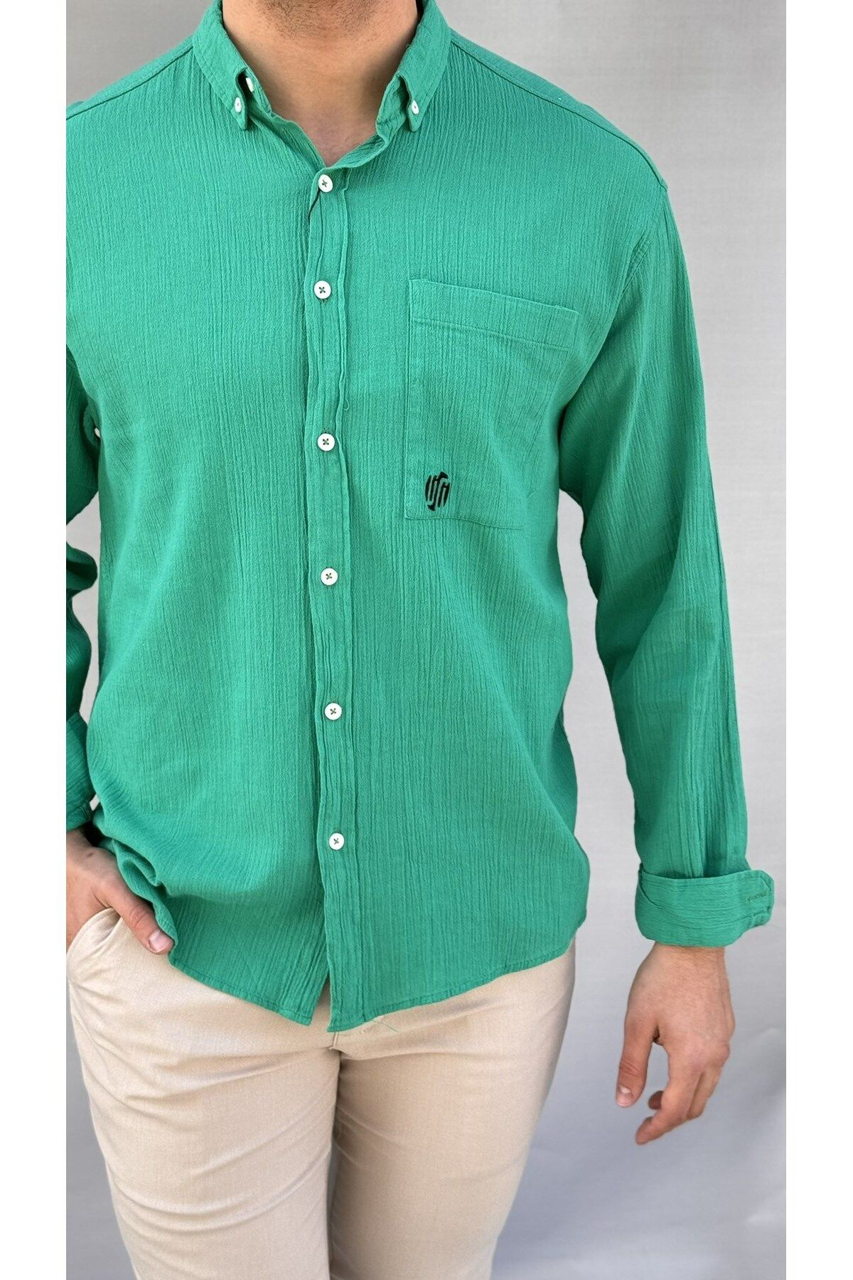 Casualmen32 Cepli Keten Oversize Gömlek