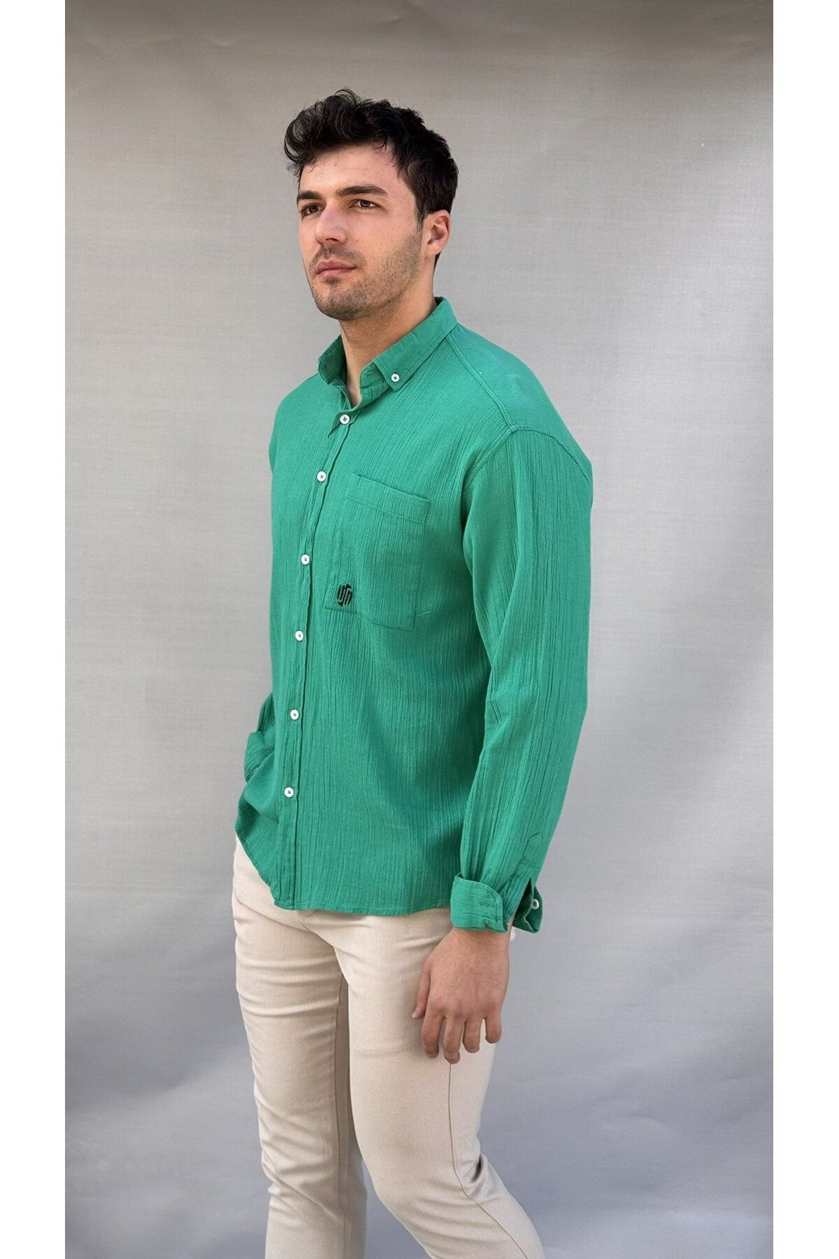 Casualmen32 Cepli Keten Oversize Gömlek