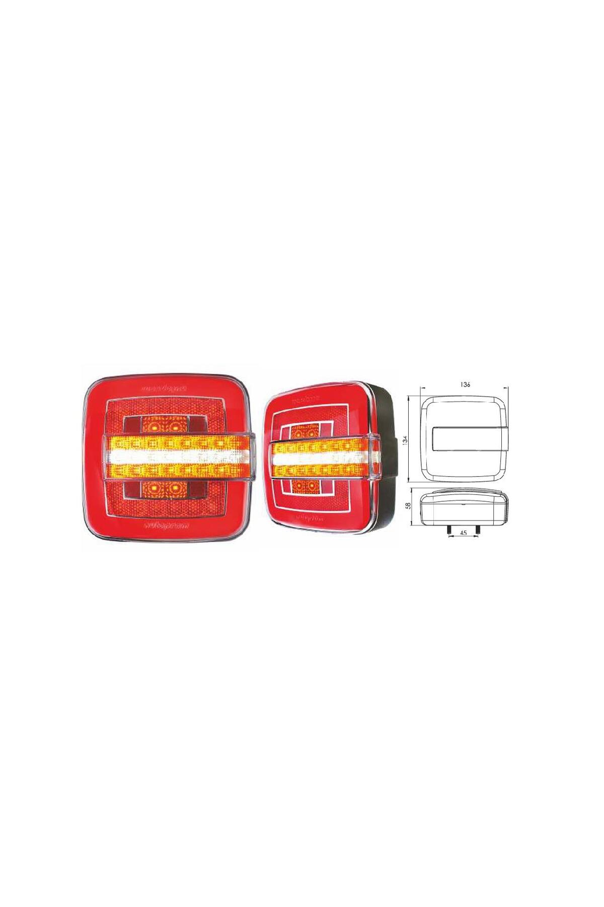 Çeray Çereay Kare Neon Led 7 Fonksiyonlu Düz Sinyalli Hamburger Stop La