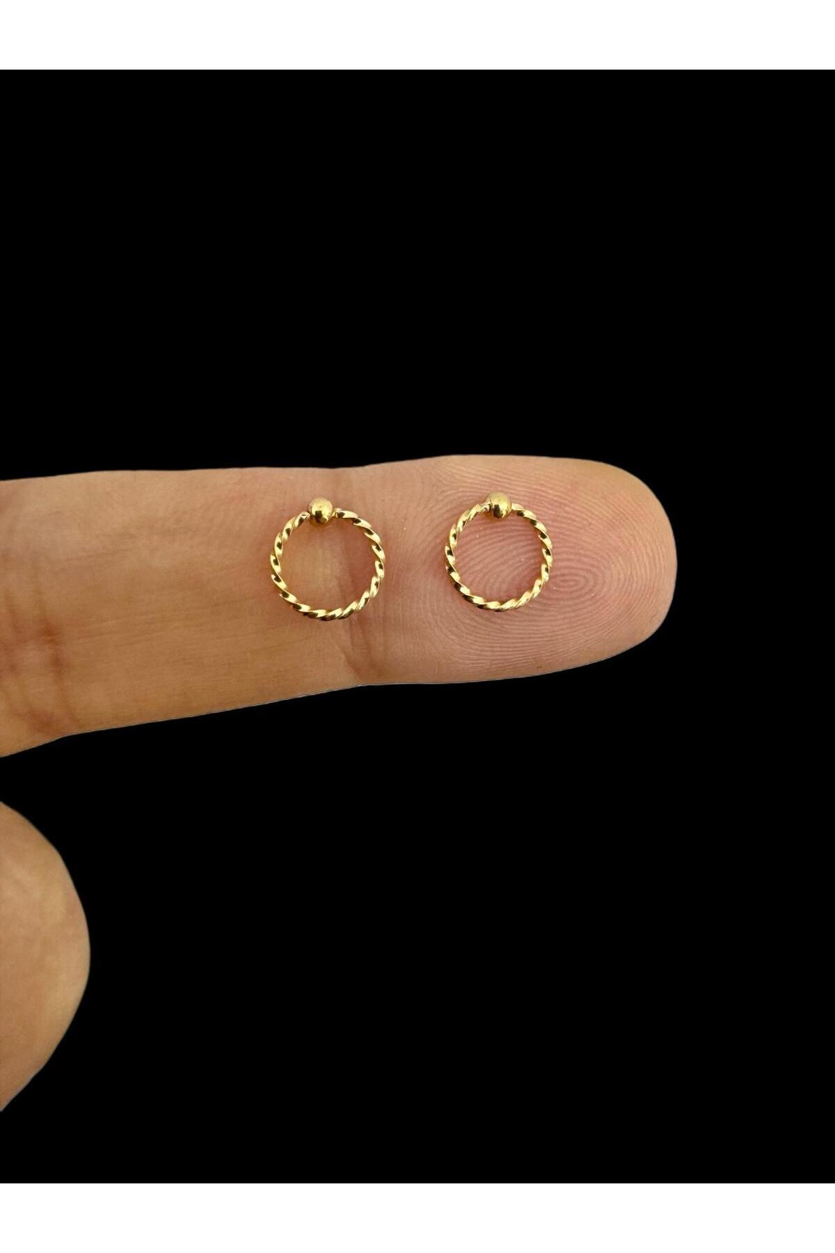 Arescollection Cerrahi Çelik 2 Adet İnce Burgulu Model Halka Piercing