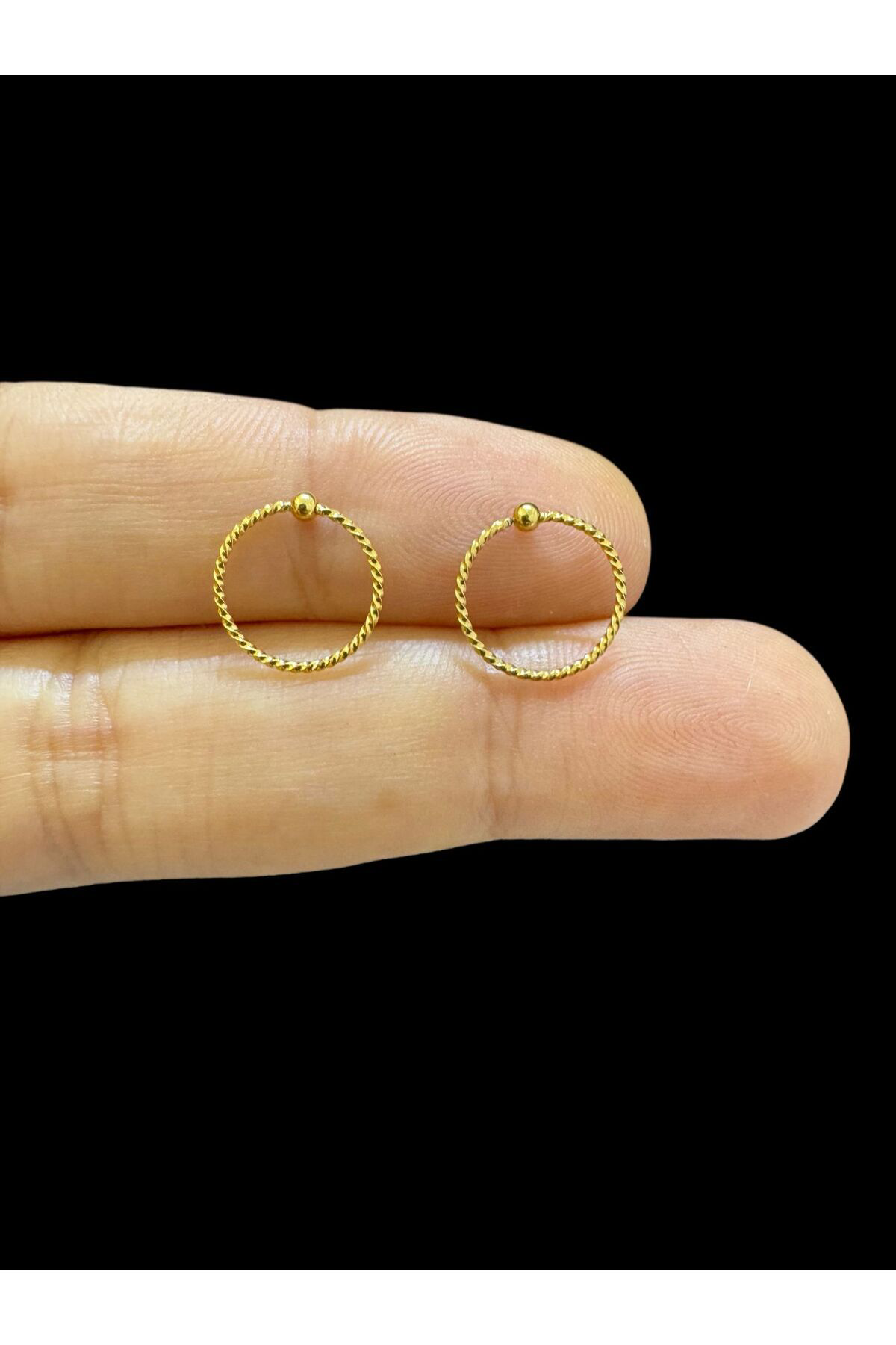 Arescollection Cerrahi Çelik 2 Adet İnce Burgulu Model Halka Piercing
