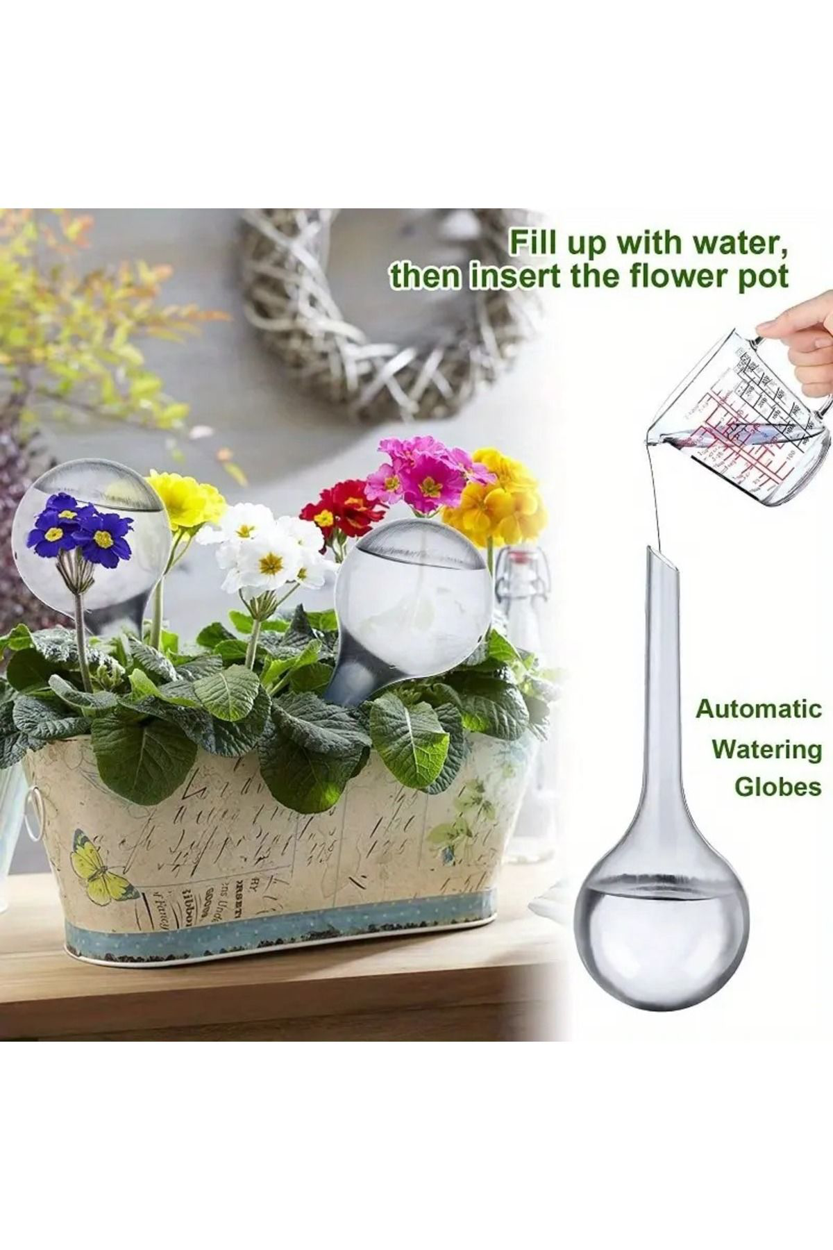 Dodemert Home Çiçek & Bitkilere Damla Sulama Hazneli Küre 2Li