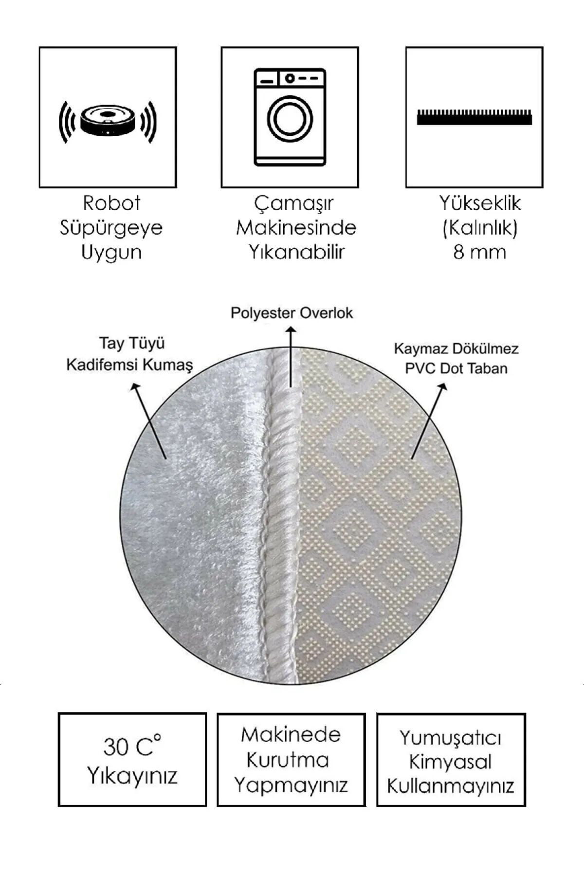 Evan Home Çiçekler Desenli Dijital Baski Yikanabilir Kaymaz Taban