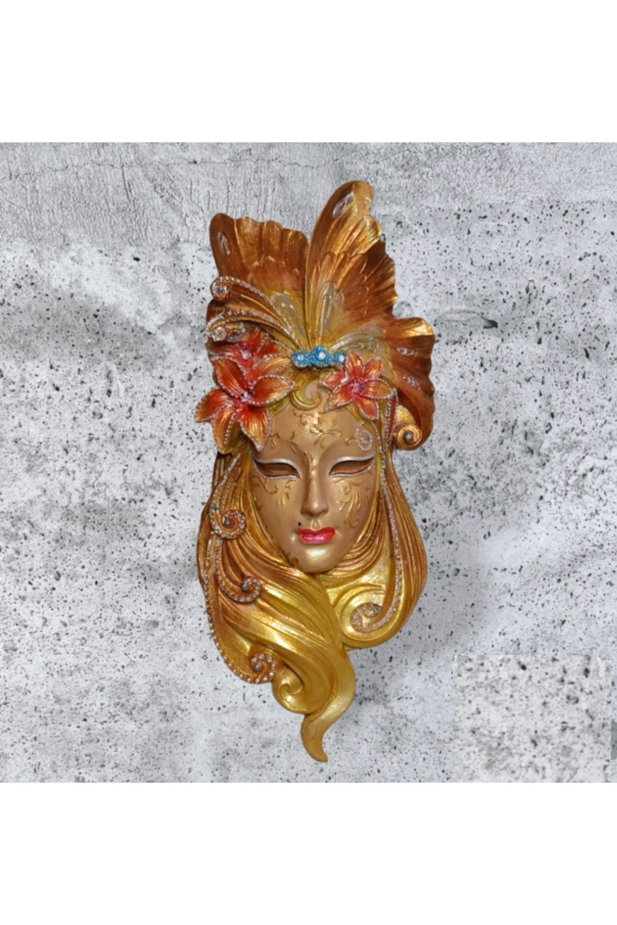 Dodemert Home Çiçekli Benli Kadin Duvar Dekoratif Maske