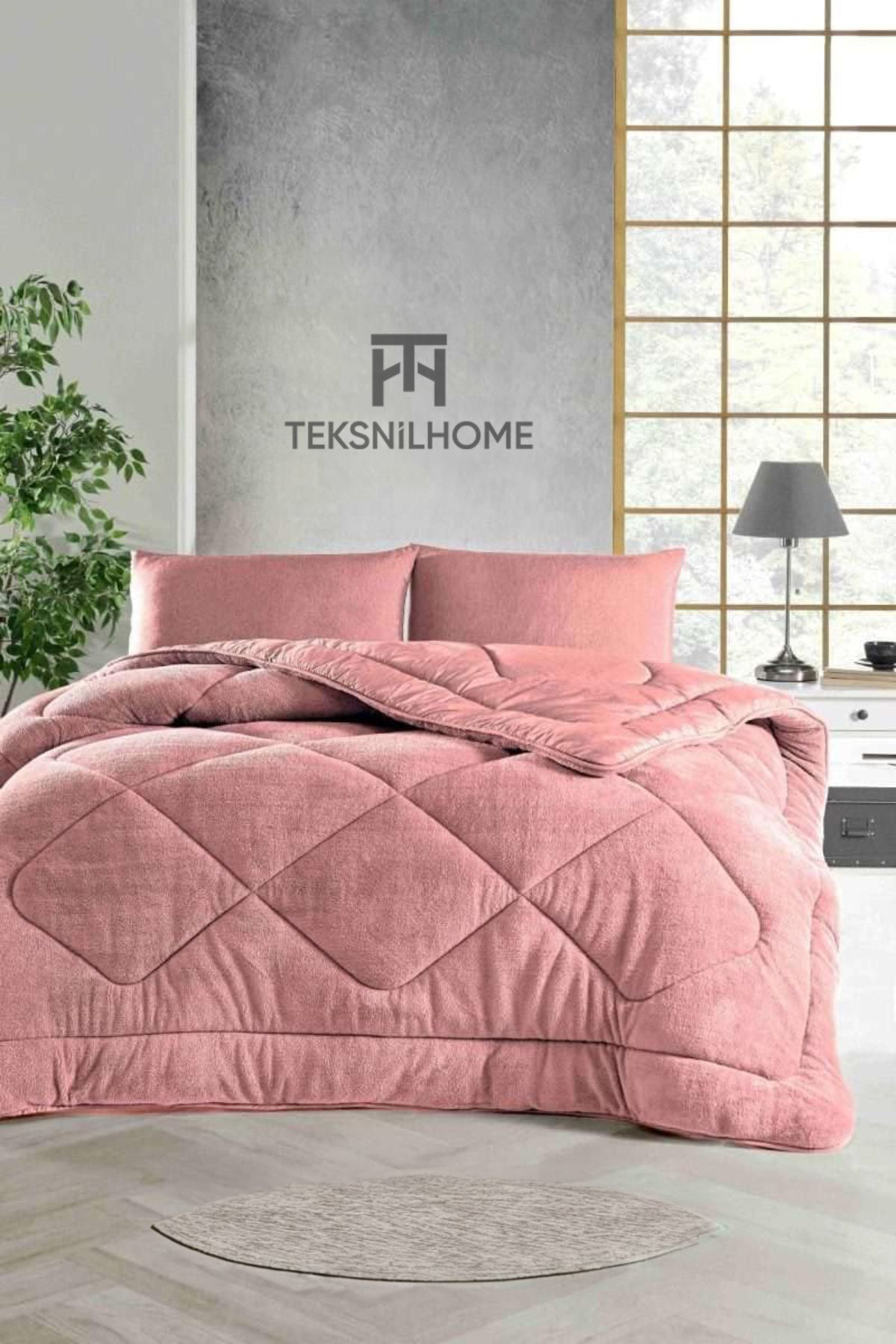 Teksnil Home Çift Kişilik | Çift Tarafli Pembe Welsoft Yorgan | 195 X 215 | Zi