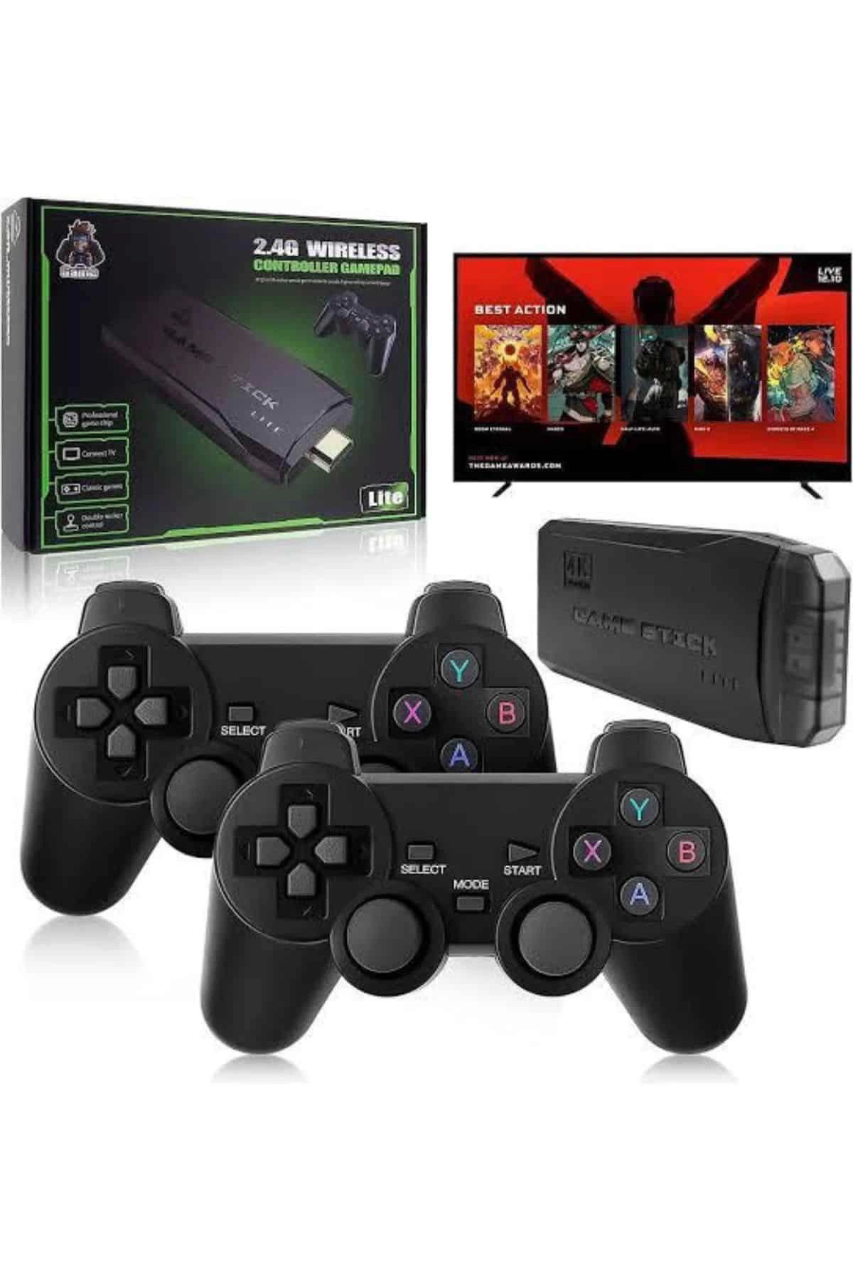 Yusuftex Çift Kollu 2.4G Kablosuz Retro 4K Game Stick 3500 Oyun Atari Hd G
