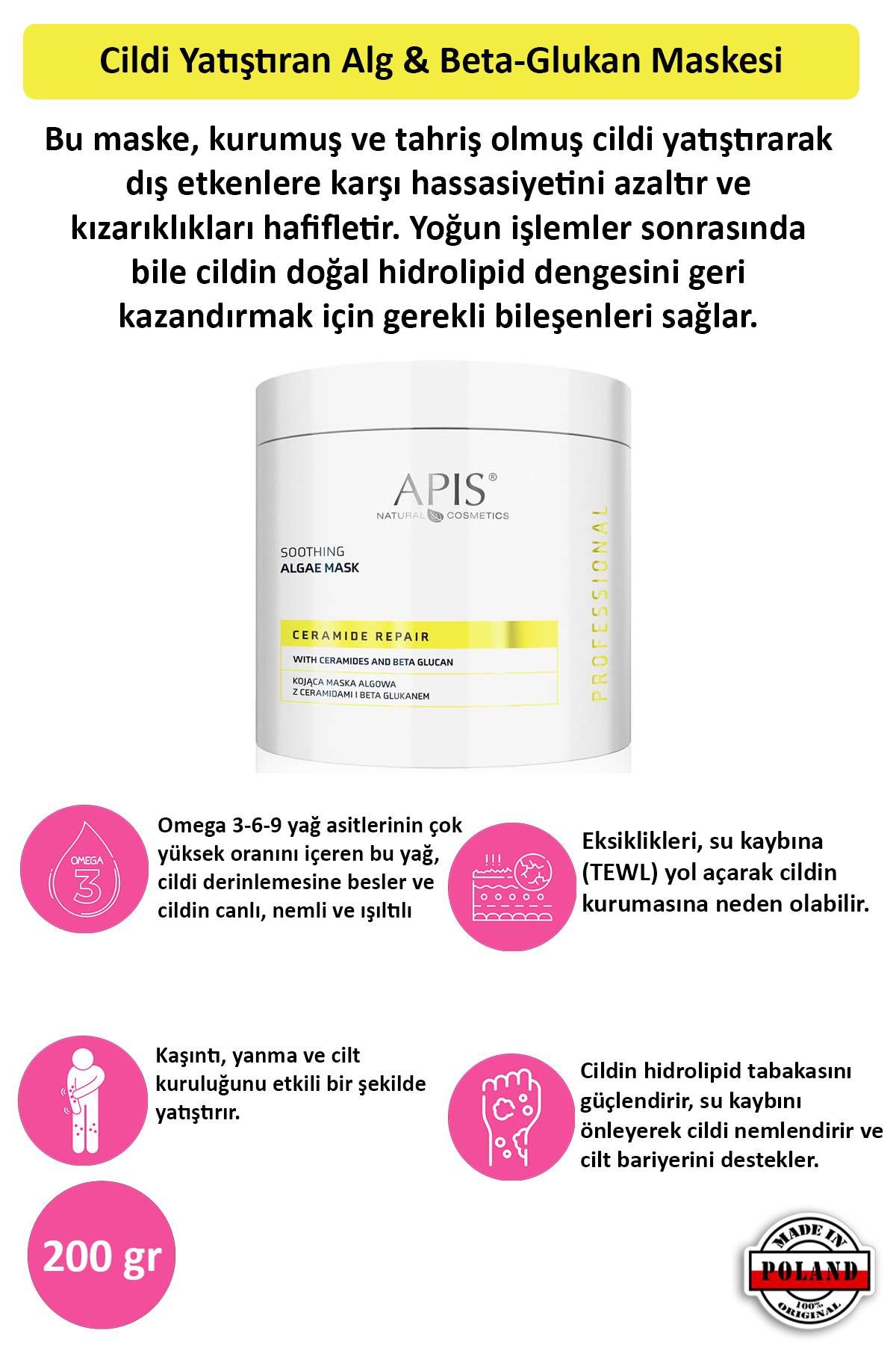 Apis Natural Cosmetics Cildi Yatiştiran Alg & Beta-Glukan Maskesi - 200 Ml
