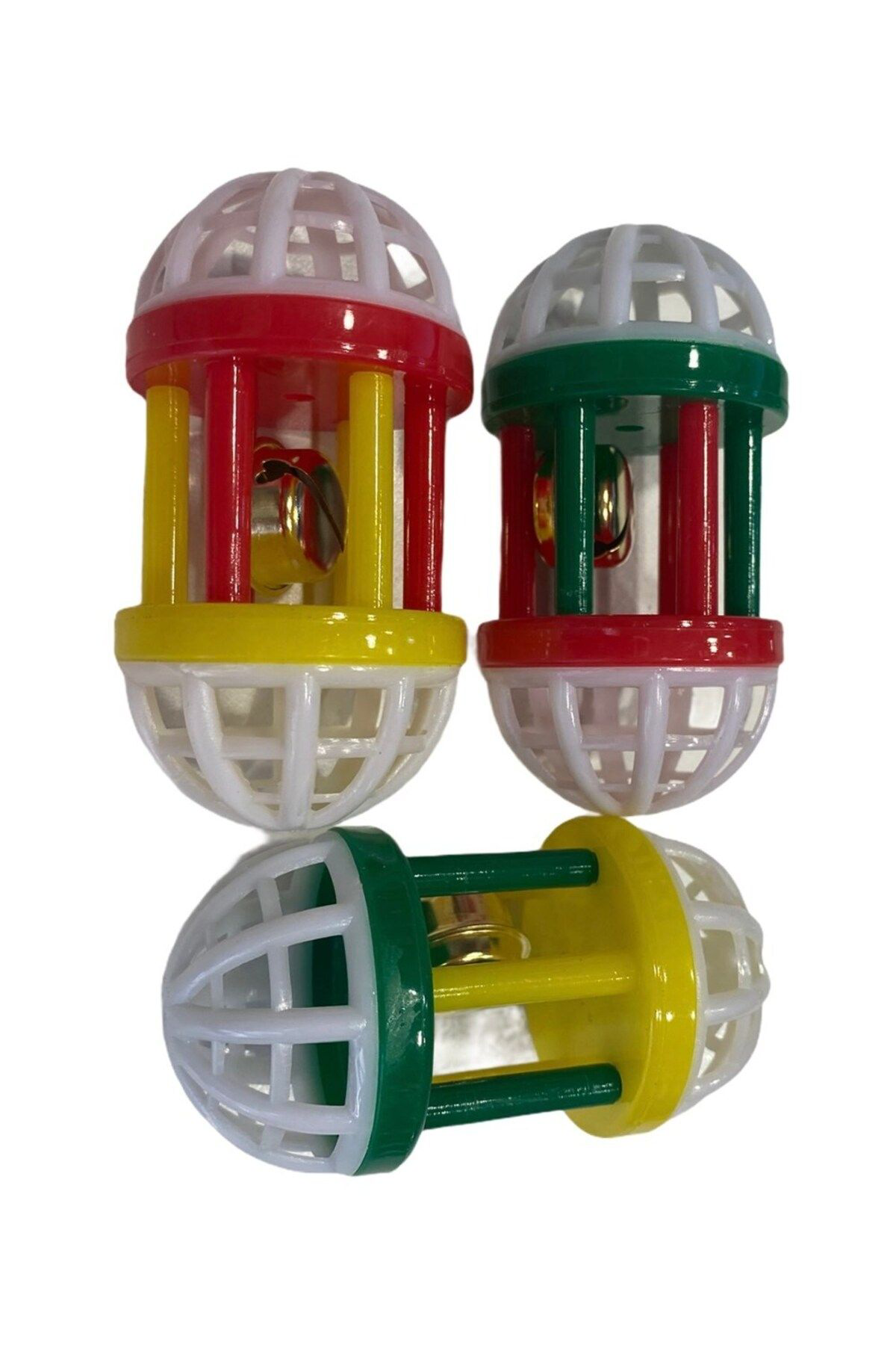 K&A Çingirakli Elips Kedi Oyun Topu 8 Cm 3 Lü Set