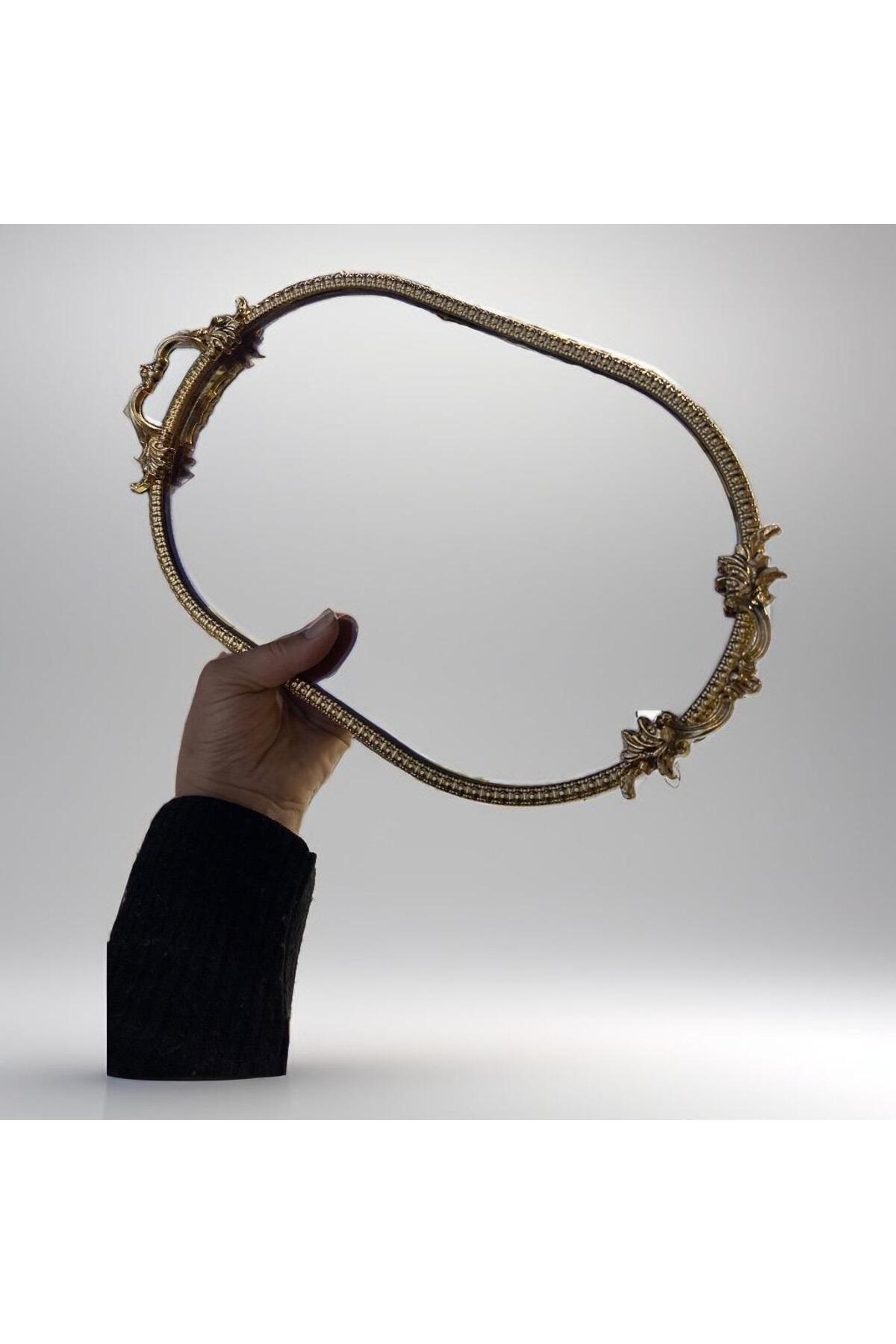 Elif Aksesuar Çirağan Ayaksiz Aynali Oval Sunum Tepsisi 35Cm