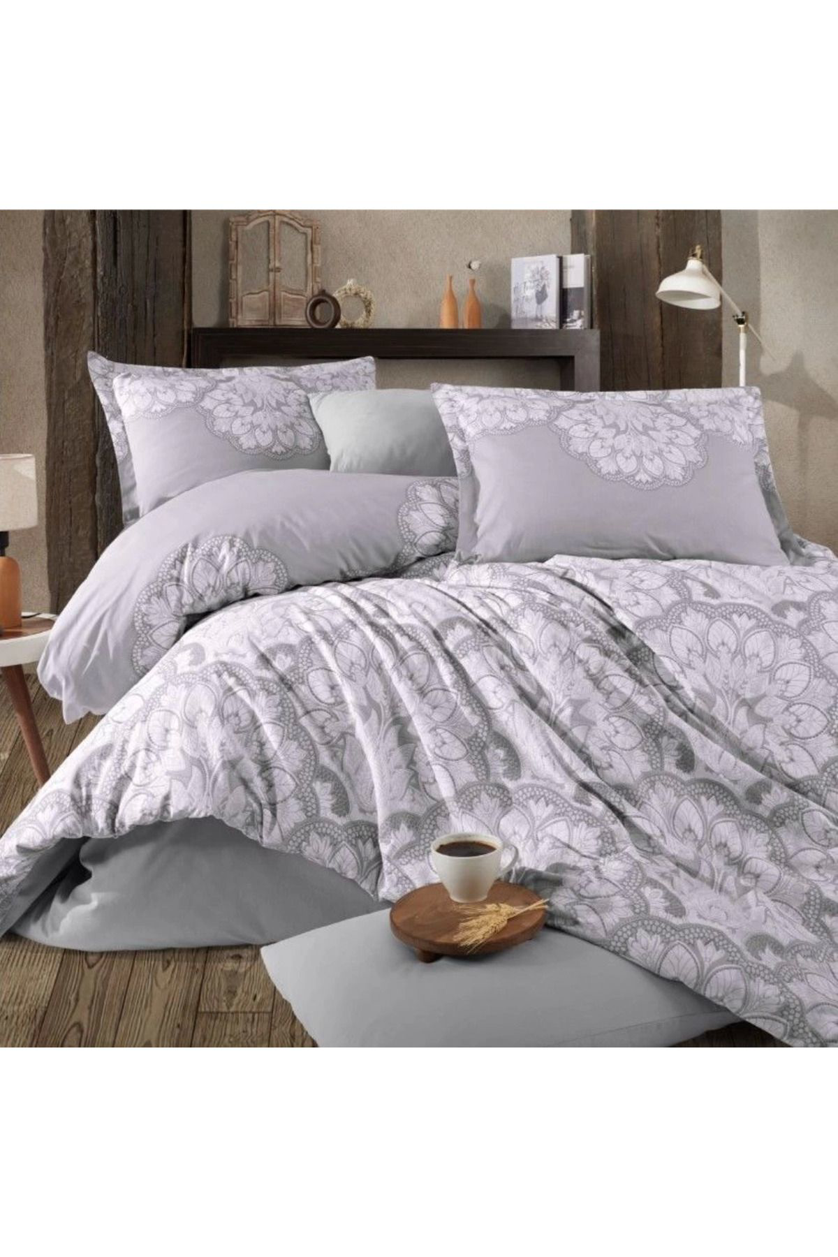 Yusuftex Clasy Ranforce Nevresim Takimi Çift Kişilik Tabula V1 Gri