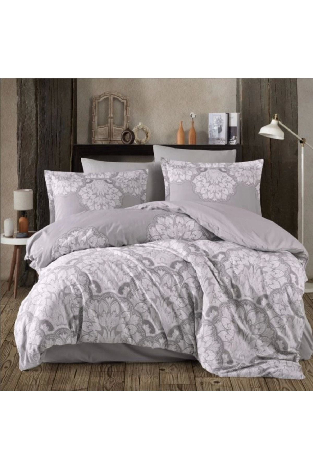 Yusuftex Clasy Ranforce Nevresim Takimi Çift Kişilik Tabula V1 Gri
