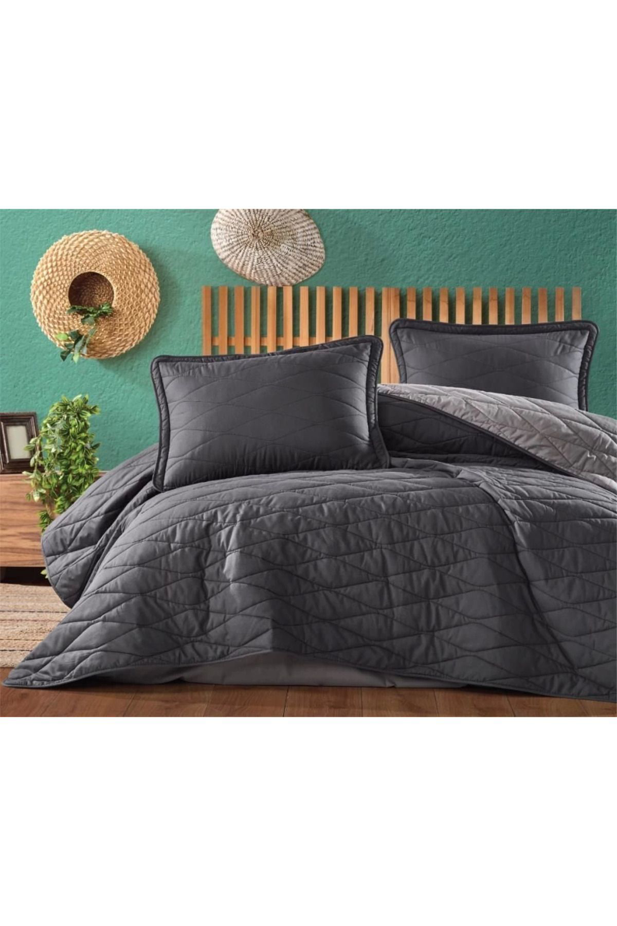 Yusuftex Clasy Tek Kişilik Yatak Örtüsü Lorna V6 Antrasit
