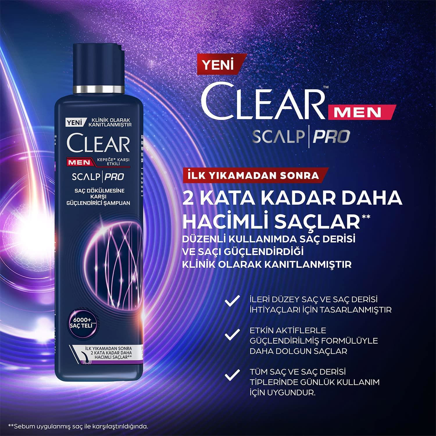 Clear  Men Scalp Pro Saç Dökülmesine Karşi Güçlendirici Şampuan 30