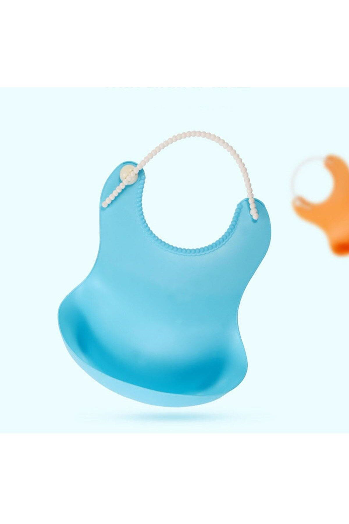 Ok Aksesuar Çocuk Bebek Mama Önlüğü Dökülme Engelleyici Bükülebilir Mavi Go50