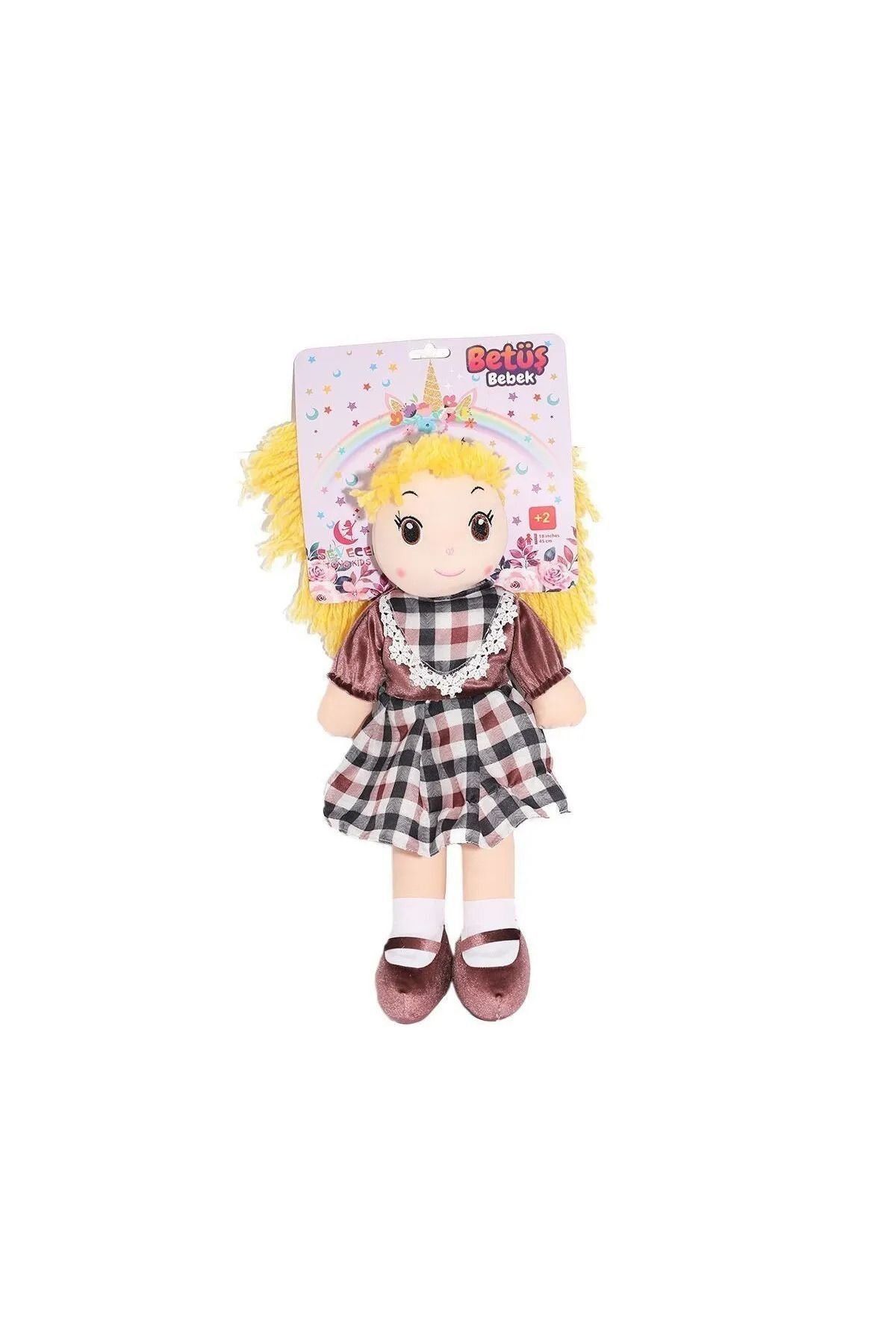 Oyuncak Store Çocuk Sevimli Kadife Elbiseli Bez Bebek Betüş 50 Cm