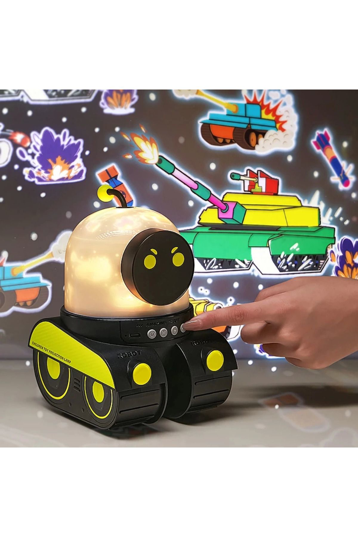Yusuftex Çocuklar İçin Eğitici Ve Eğlenceli Robot Temali Projektör Gece La