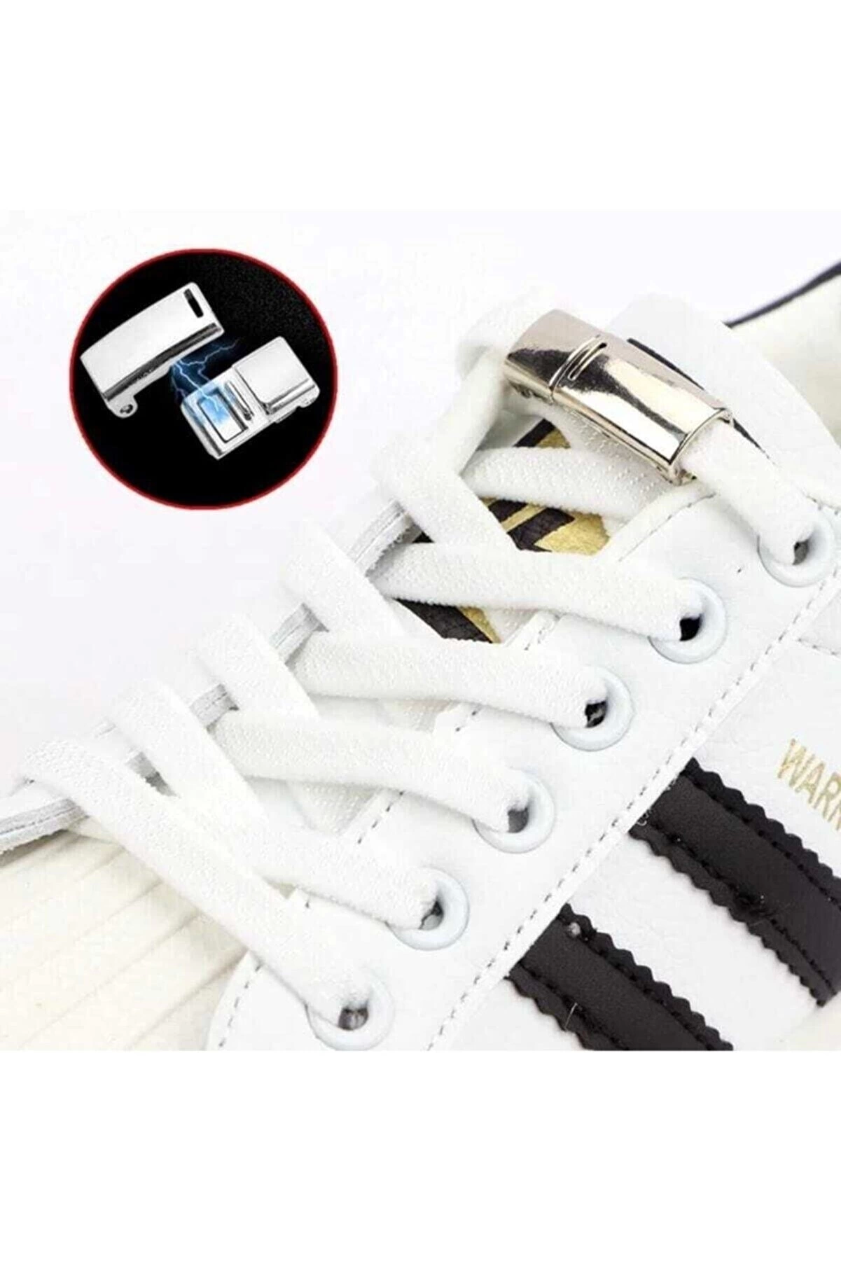 Just Cheap Store Çocuklar İçin Kolay Kullanimli Miknatisli Ayakkabi Bağciği Beyaz 