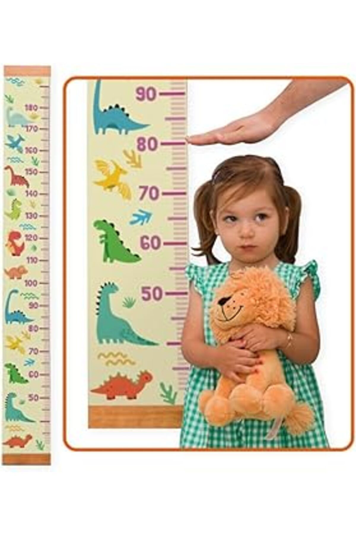 Yusuftex Çocuklara Doğum Günü Hediyesi Renkli Dinozorlar Duvar Cetveli