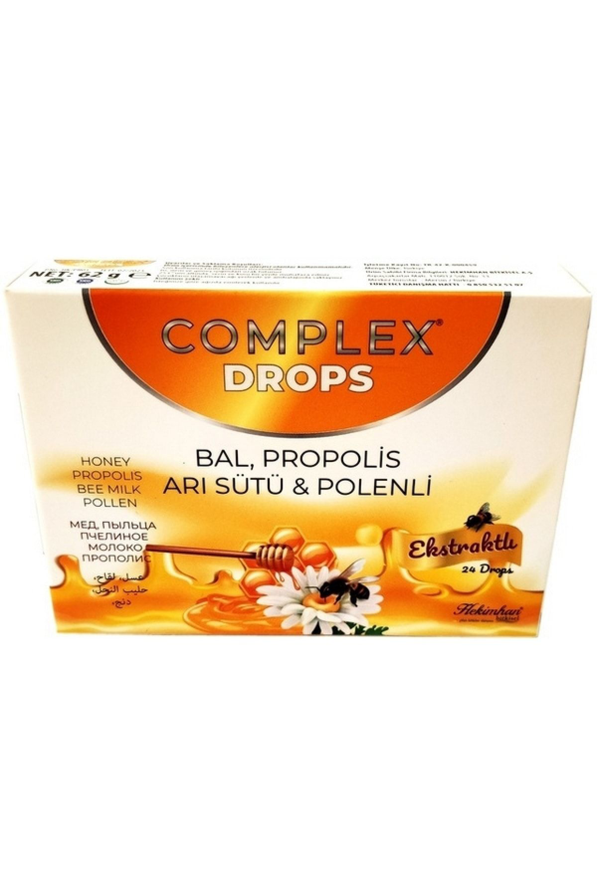Hekimhan Complex Bal Polen Propolis Ari Sütü Drops 24 Adet 62 G 12 Adet