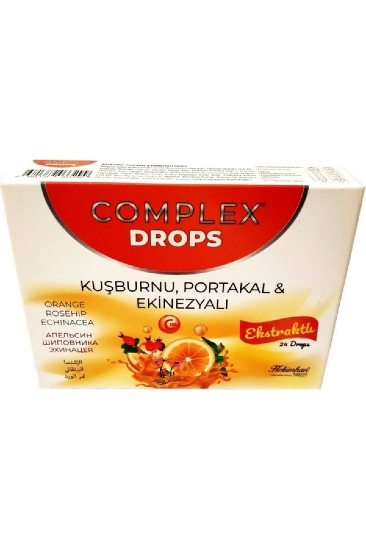 Hekimhan Complex Kuşburnu Portakal Ekinezyali Drops 24 Adet 62 G 12 Adet