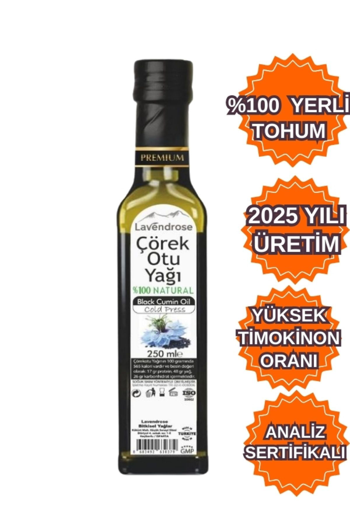 Lavendrose Çörek Otu Yaği 250Ml Yüksek Timokinonlu Soğuk Sikim %100 Saf Ve D