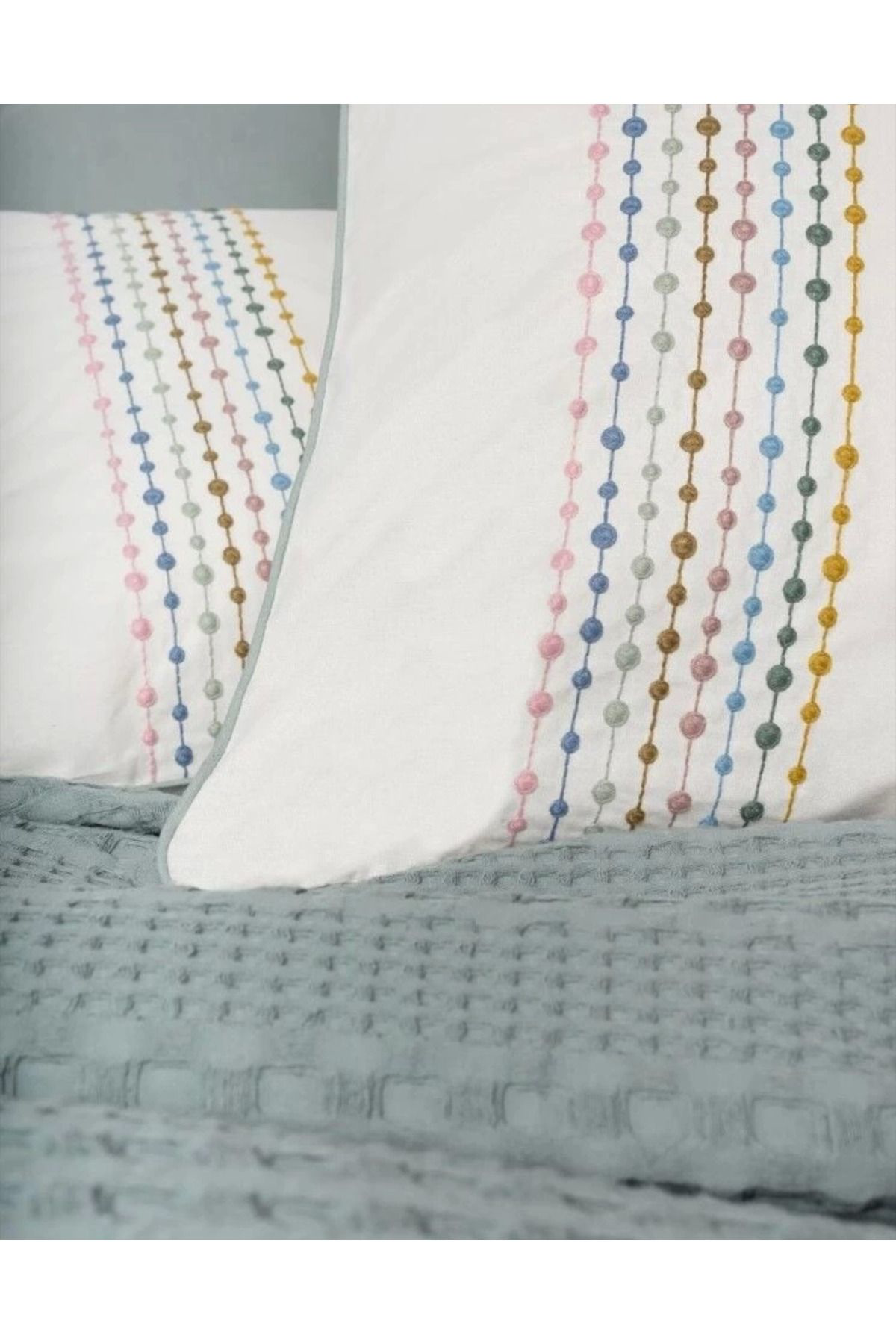 Yusuftex Cotton Box Aura Çift Kişilik Pike Takimi Pebble Mint