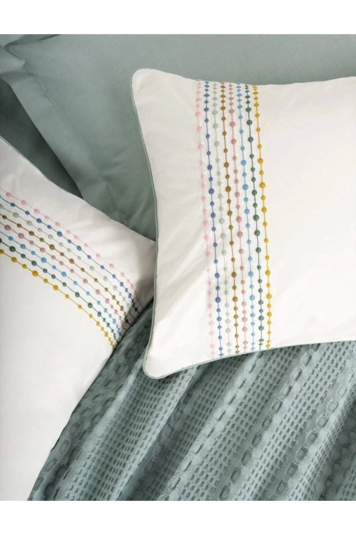 Yusuftex Cotton Box Aura Çift Kişilik Pike Takimi Pebble Mint