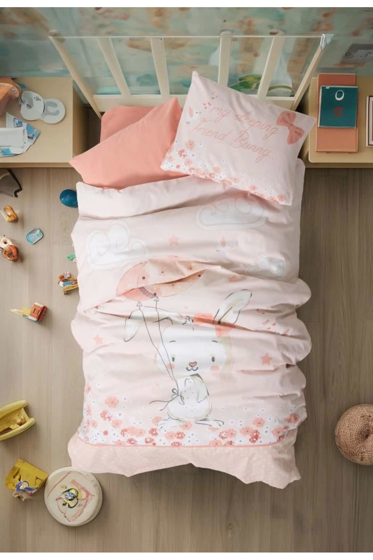 Yusuftex Cotton Box Bebek Nevresim Takimi Rapeti Somon