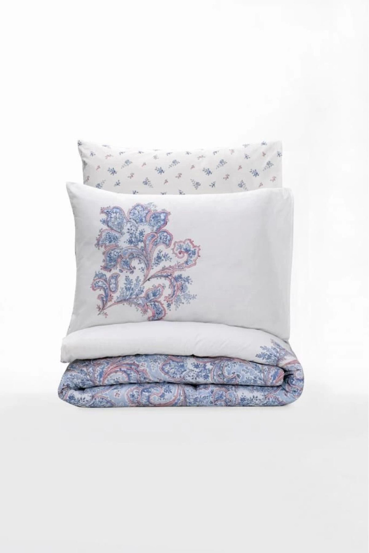 Yusuftex Cotton Box Bohem Nevresim Takimi Çift Kişilik Mapiya Mavi