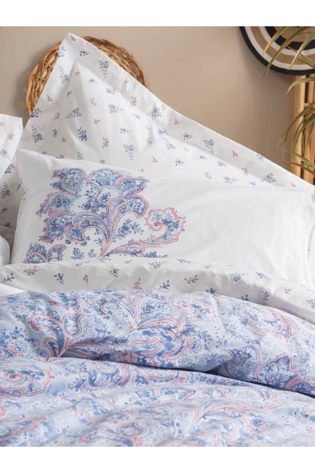 Yusuftex Cotton Box Bohem Nevresim Takimi Çift Kişilik Mapiya Mavi