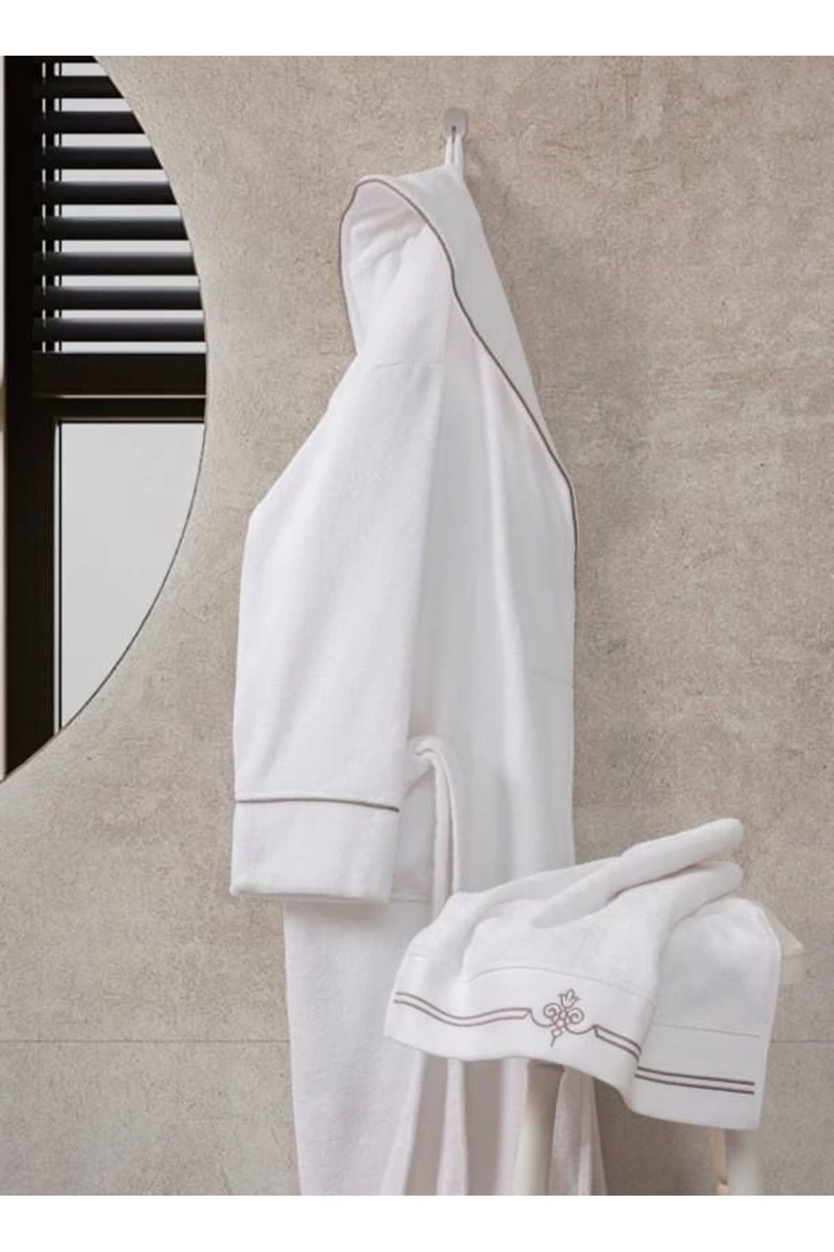 Yusuftex Cotton Box Classic Bornoz Seti Güher L-Xl Erkek