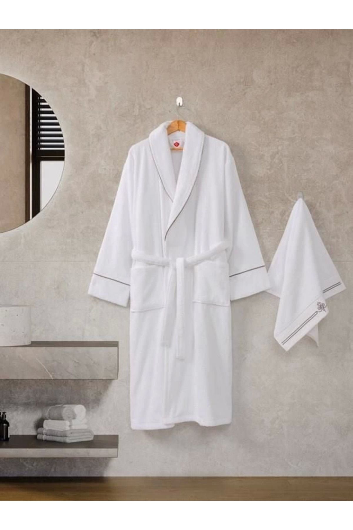 Yusuftex Cotton Box Classic Bornoz Seti Güher L-Xl Erkek