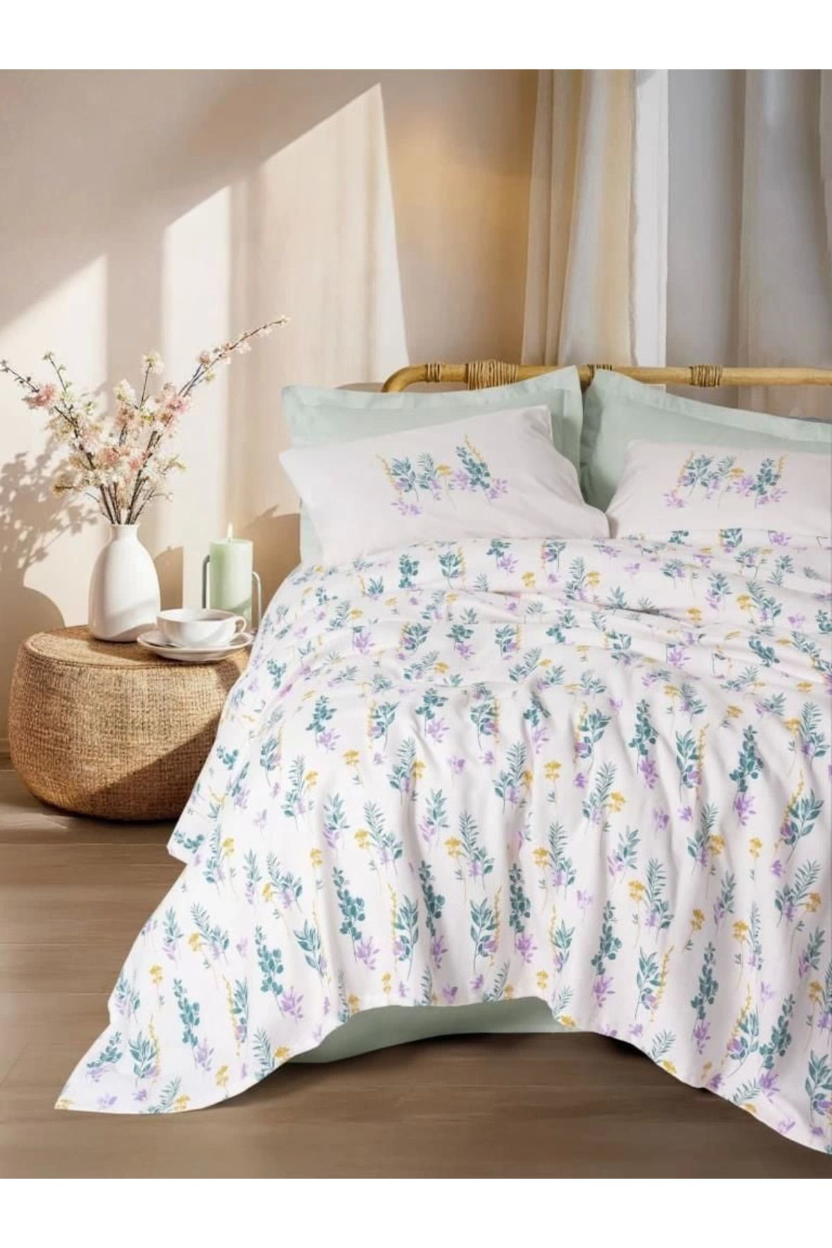 Yusuftex Cotton Box Estiva Çift Kişilik Pike Takimi Twig Mint