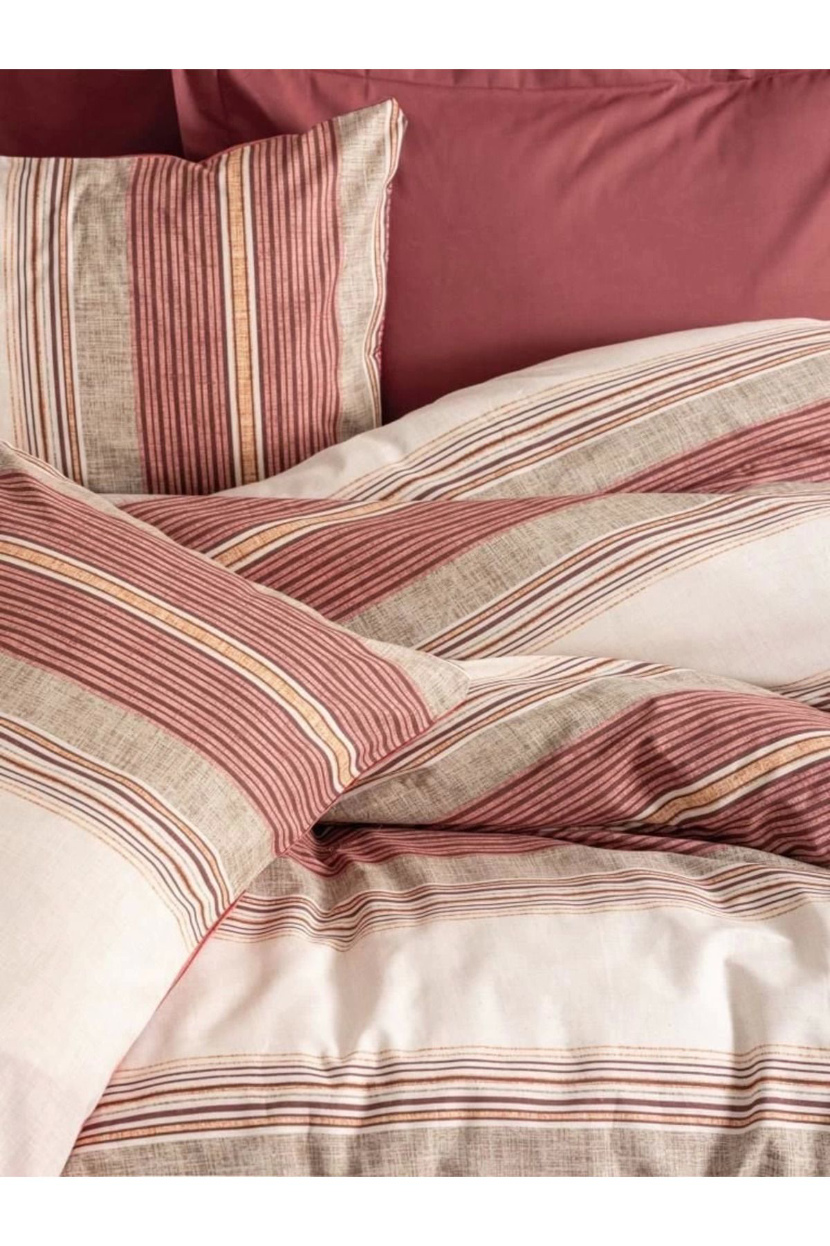 Yusuftex Cotton Box Line Nevresim Takimi Çift Kişilik Kenway Bordo