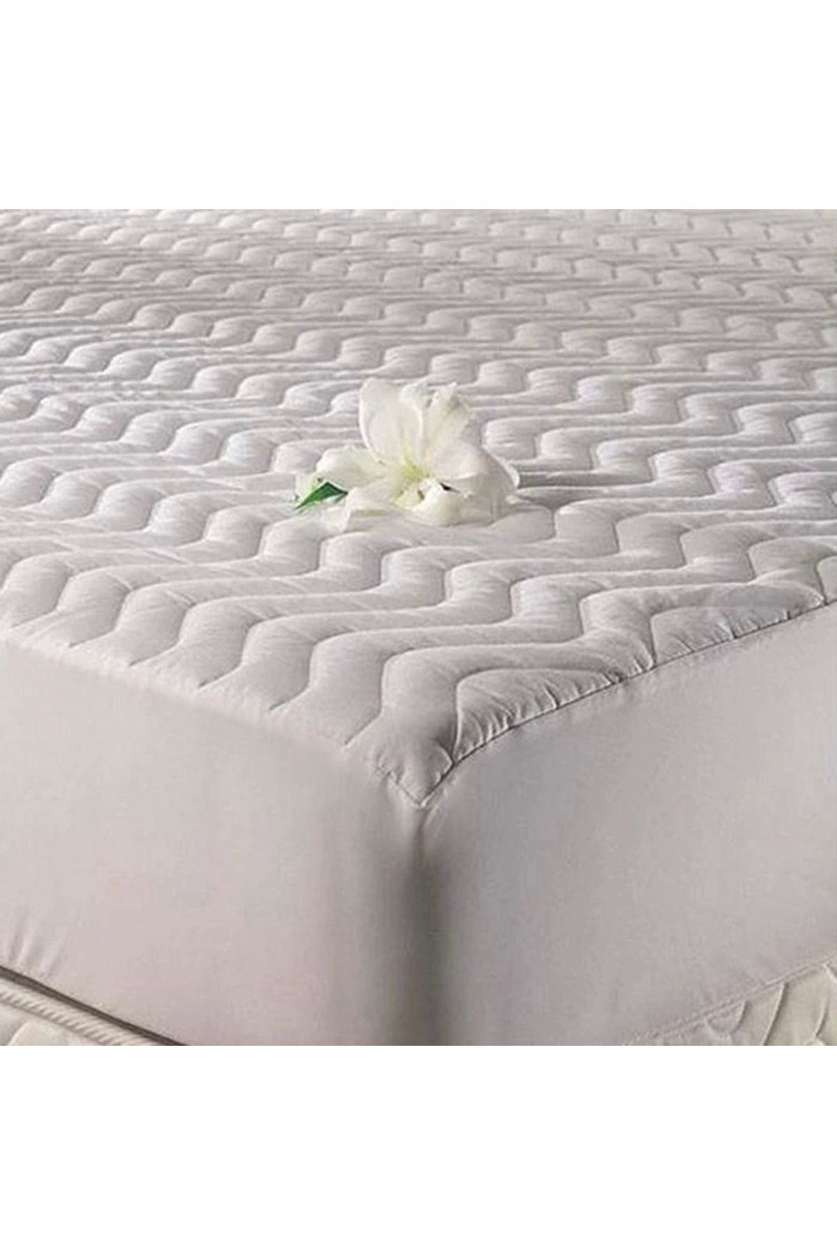 Yusuftex Cotton Box Sivi Geçirmez Kapitoneli Fitted Çift Kişilik Yatak Ped