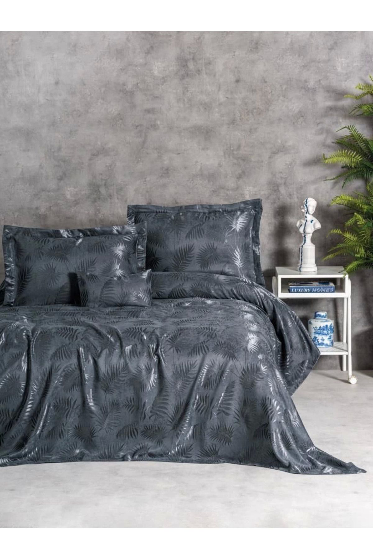 Yusuftex Cotton Box Smart Çift Kişilik Yatak Örtüsü Dafne Mavi
