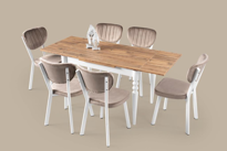 Sivas Gözde Mobilya Cunda Elma Ahşap Masa Sandalye Takimi 70X110