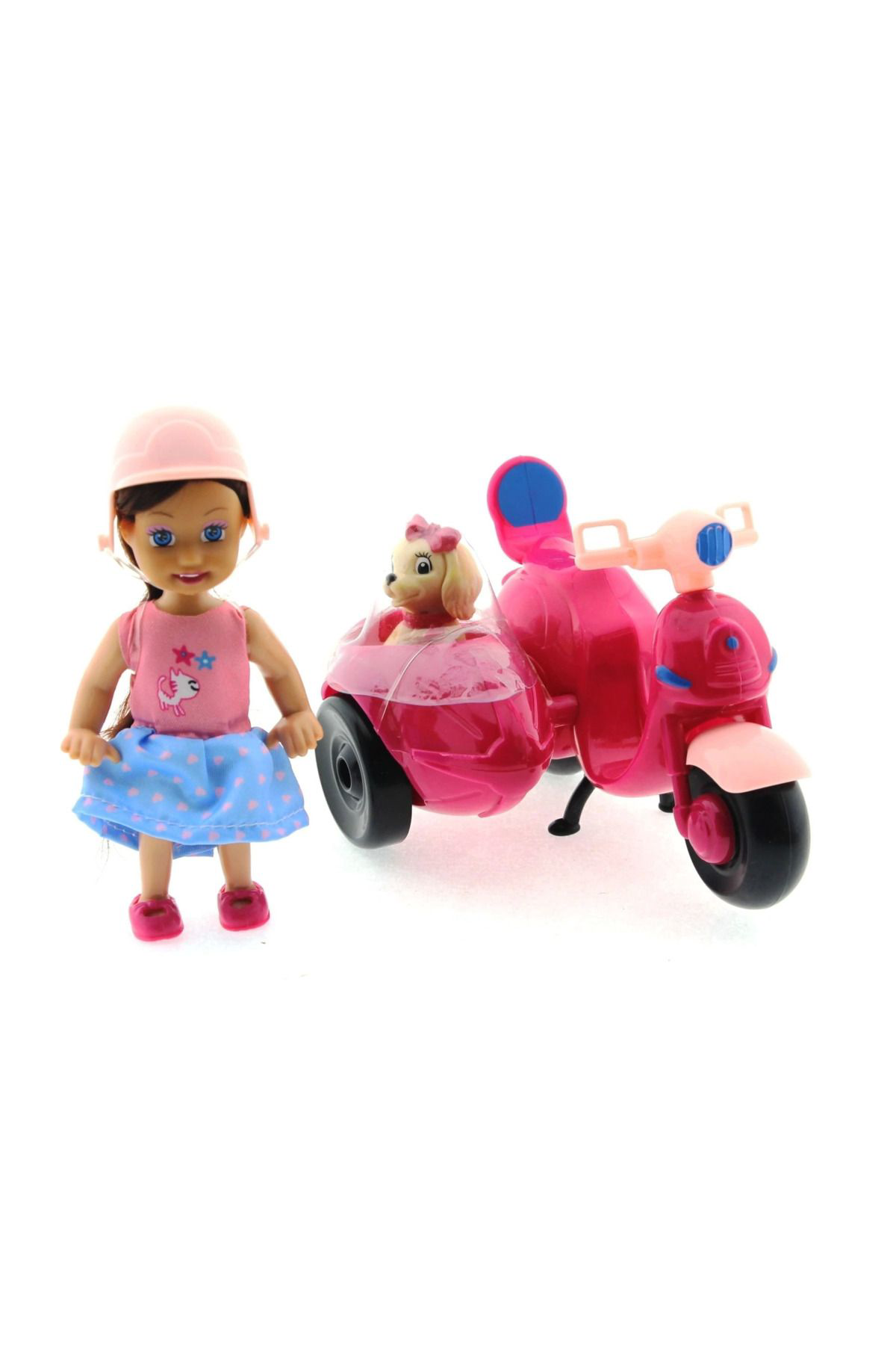 Yusuftex Cute Doll Mini Bebek Ve Köpekli Mor Motorsiklet