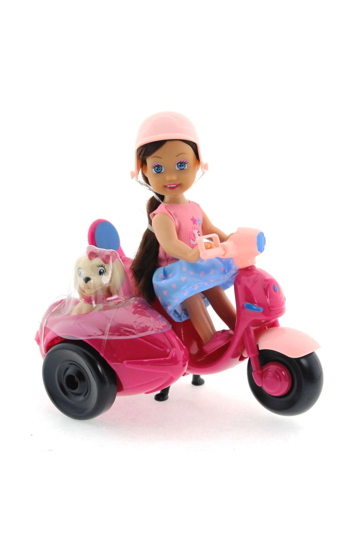 Yusuftex Cute Doll Mini Bebek Ve Köpekli Mor Motorsiklet