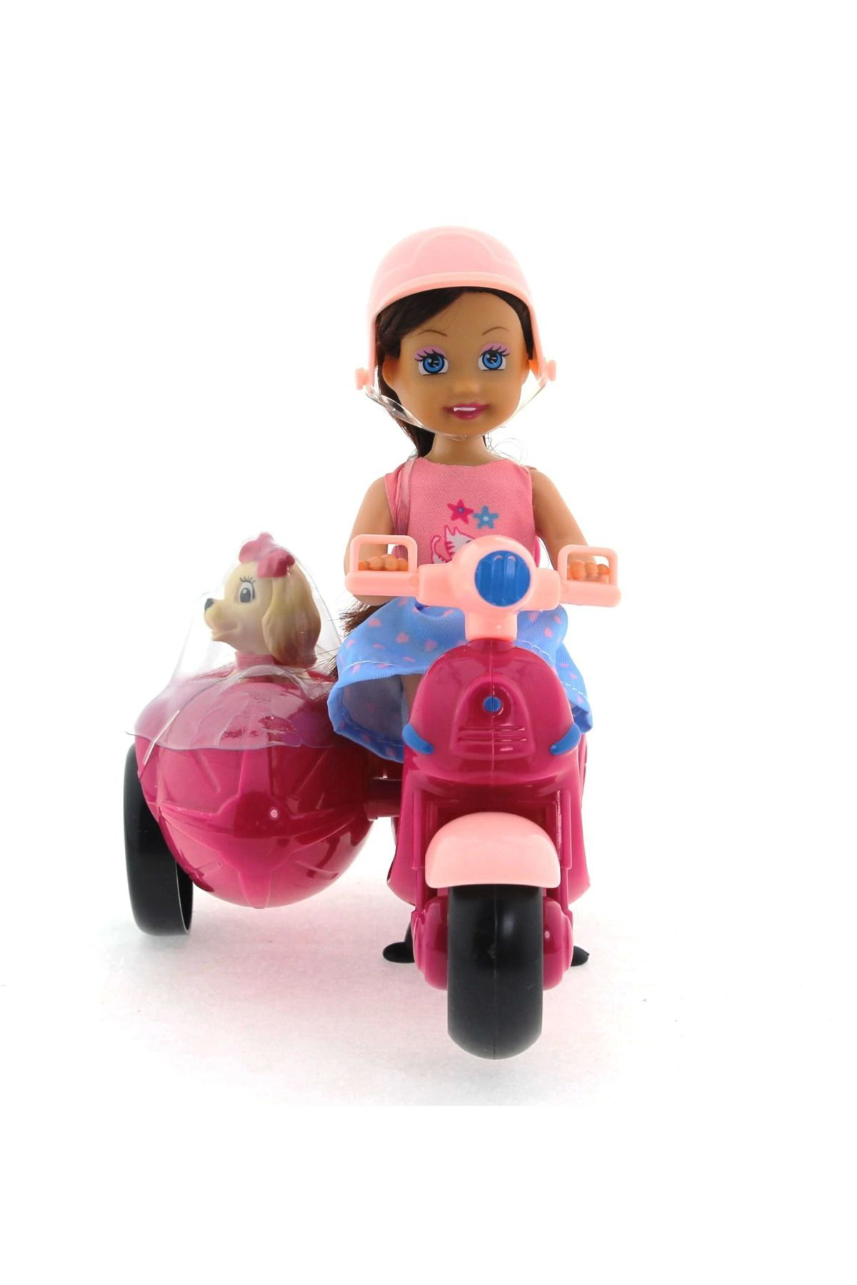 Yusuftex Cute Doll Mini Bebek Ve Köpekli Mor Motorsiklet