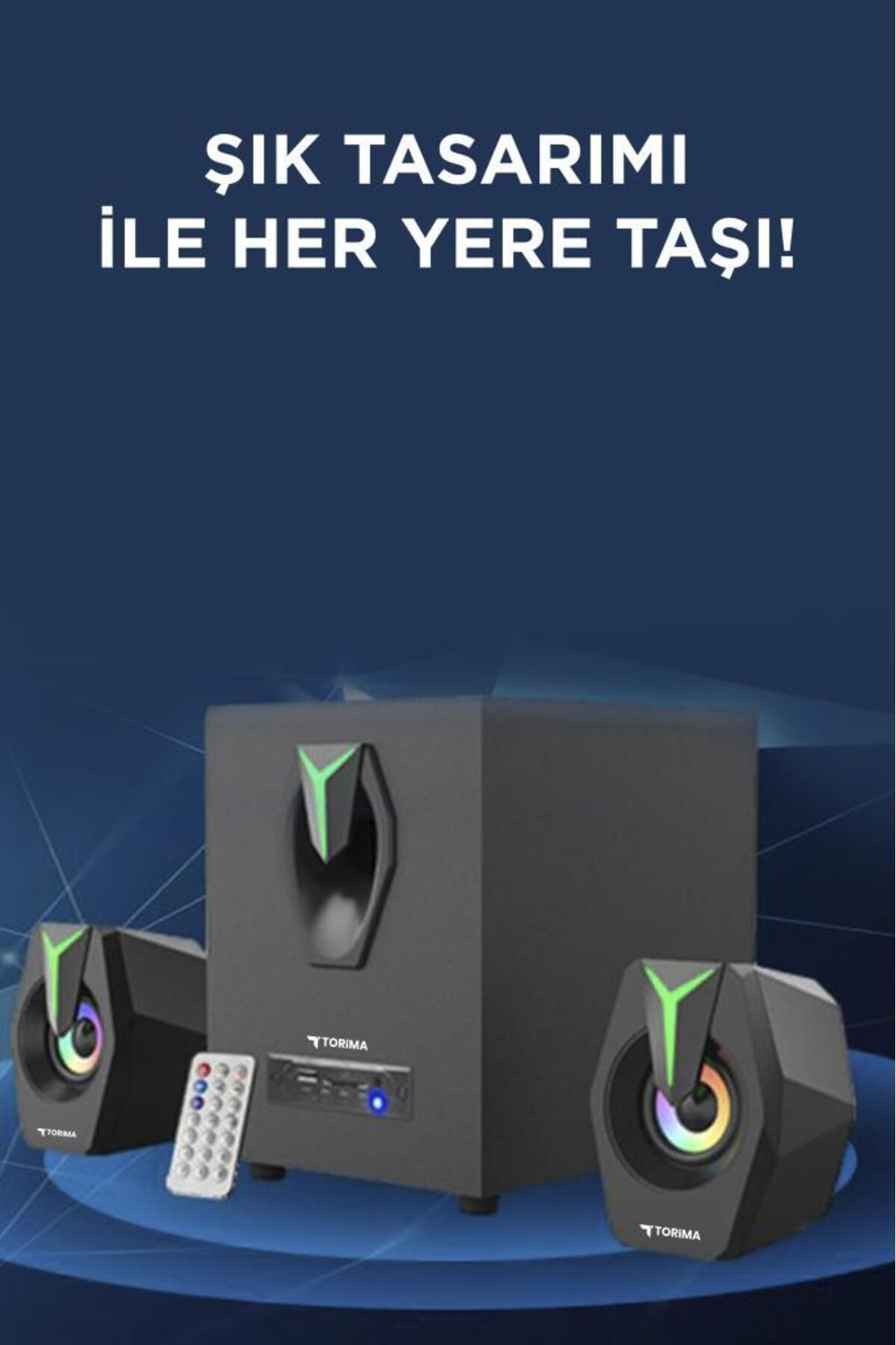 Torima D38 Rgb İşikli Bluetooth Hoparlör - 2İn1 Subwoofer Hafiza Karti D