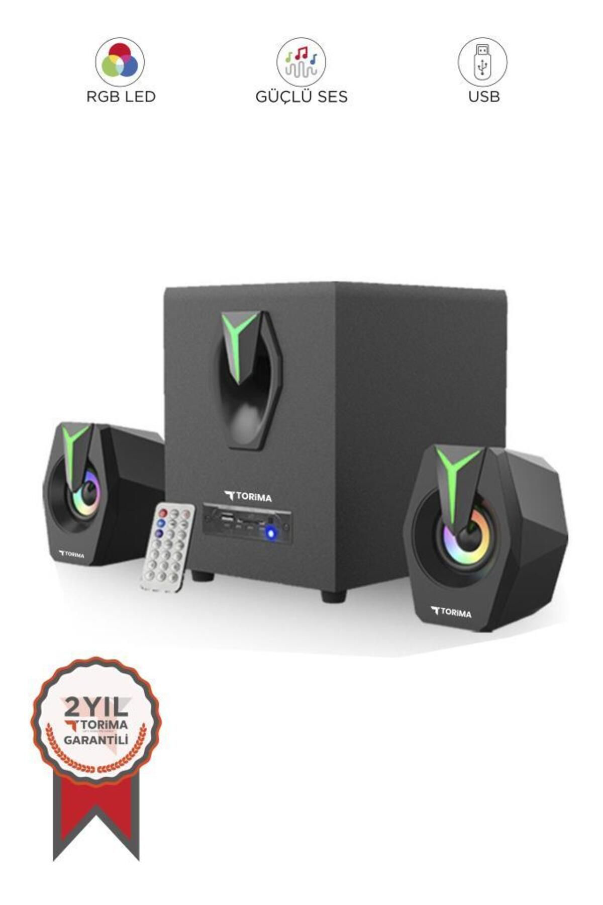 Torima D38 Siyah Bluetooth Hoparlör 2İn1 Subwoofer Rgb İşikli Bilgisayar