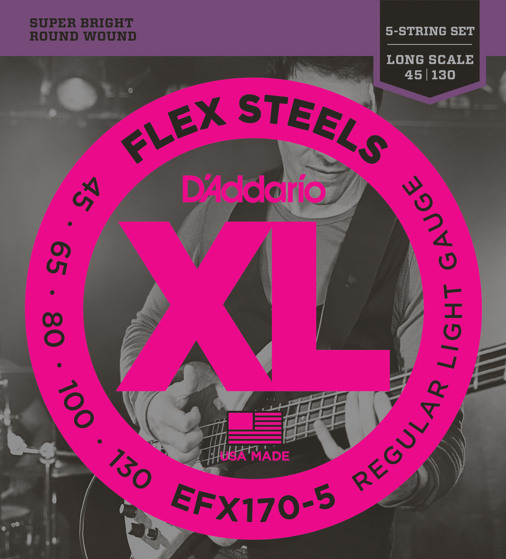 Daddario  Efx170-5 Bas Gitar Tel Seti, 5 Telli, Flexsteels, Regula