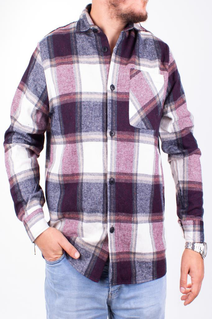 Dagoster  Dmg23-194635 Bordo Günlük Tek Cep  Ekose Oduncu Oversize