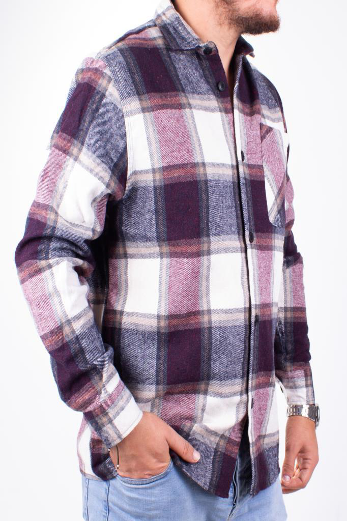 Dagoster  Dmg23-194635 Bordo Günlük Tek Cep  Ekose Oduncu Oversize